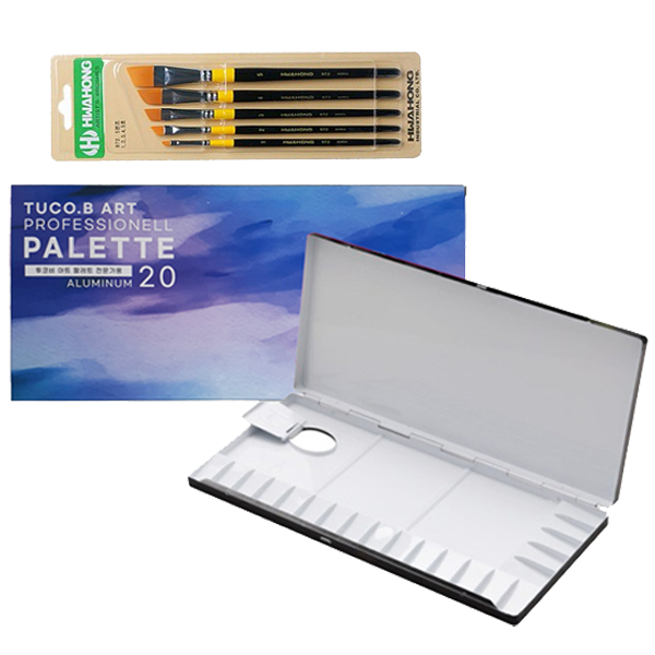 투코비 프리미엄 알루미늄 미술용 팔레트 + 화홍 붓 5종 948 세트 20,500원