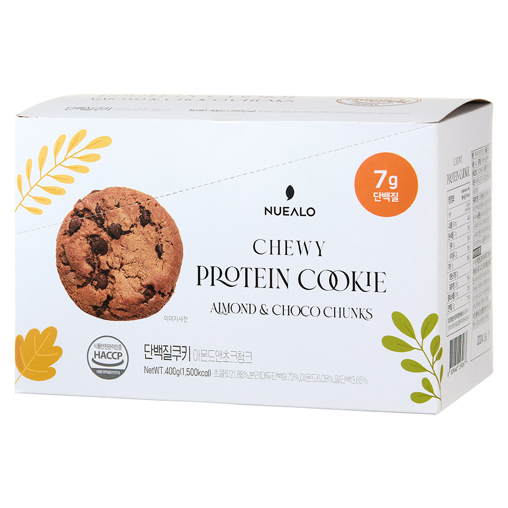 누알로 꾸덕한 단백질 쿠키 아몬드 앤 초코 청크 맛, 1개, 400g 13,800원