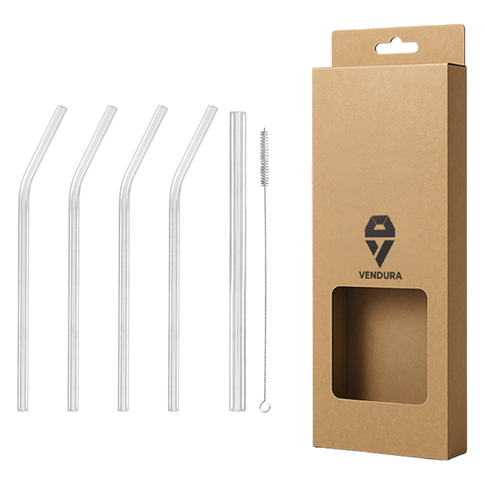 벤듀라 내열 강화 유리 빨대 215mm 곡선형 4p + 스무디용 직선 + 세척솔 세트, 1세트 6,470원