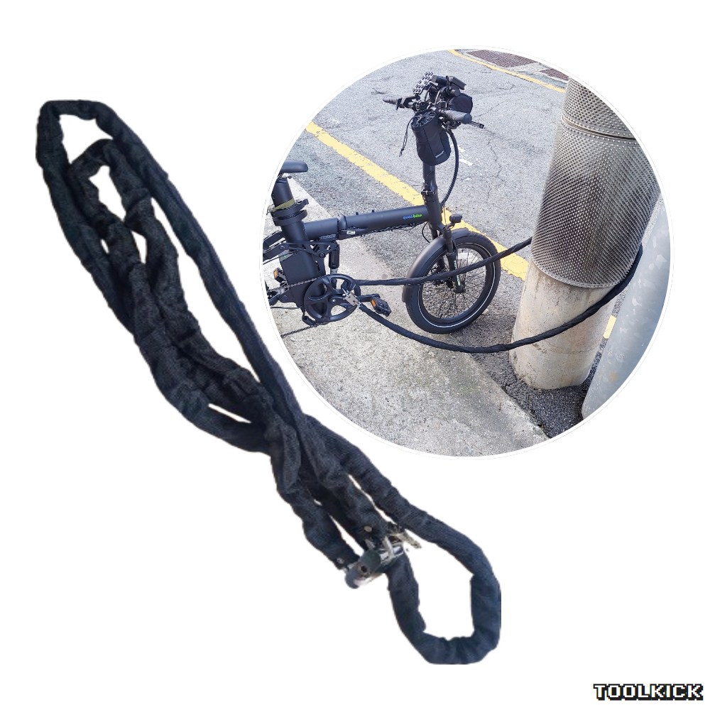 toolkick 자전거 자물쇠 열쇠 긴 자전거 자물쇠 2m 3m 튼튼한 오토바이 전기 자전거 자물쇠 체인 자물쇠, 1개, 블랙 3m 24,900원