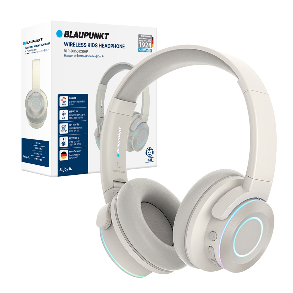 블라우풍트 청력보호 LED 블루투스 6.0 키즈 헤드폰, BLP-BH551CRHP, 아이보리, 패시브노이즈캔슬링(PNC), 18시간, 멀티단자 23,800원