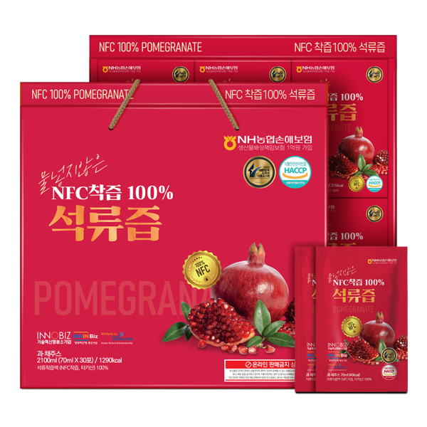물 넣지 않은 NFC 착즙 원액 100% 석류즙 70ml x 30포 2박스 과채주스 효도 명절 설 추석 선물 33,500원