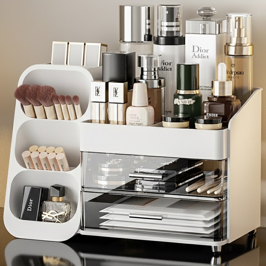 루엔코리아 먼지방지 서랍형 데스크 수납박스 다용도 수납함 화장품 정리함 정리대, 화이트 28,890원