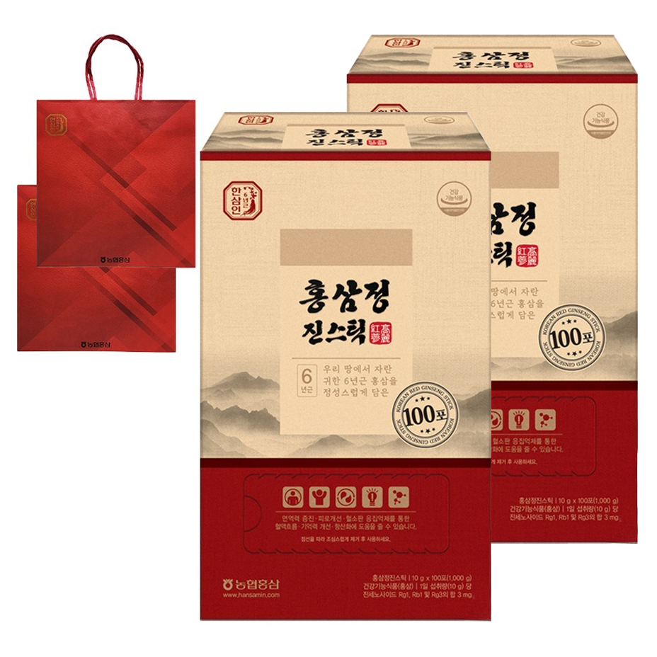 한삼인 홍삼정 진스틱 100p + 쇼핑백, 1kg, 2개 73,600원