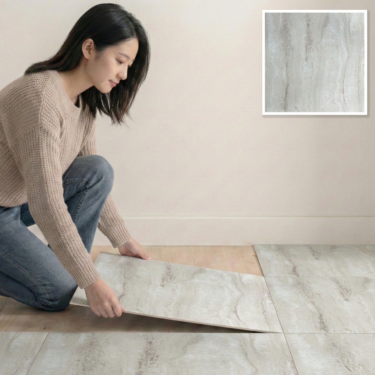 누구나 간편하게 접착식 데코타일 바닥시트지 셀프시공 12컬러 6,400원