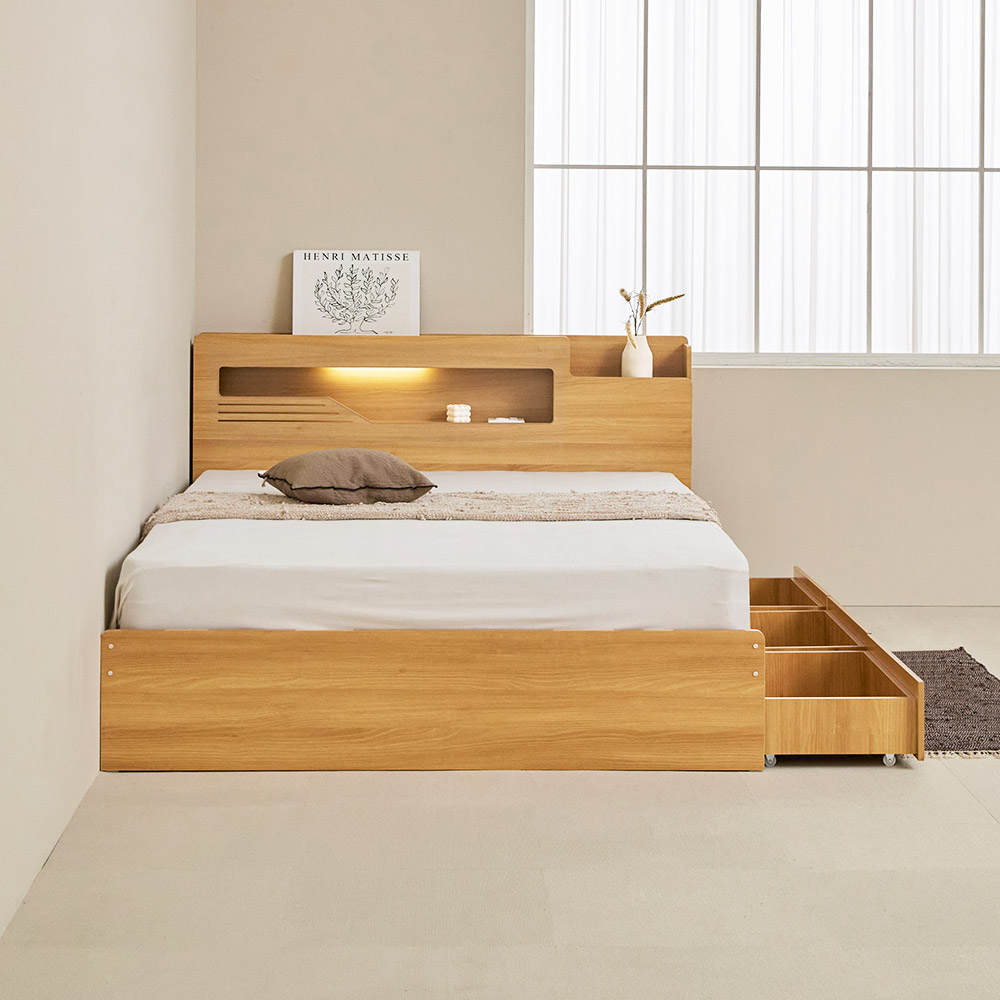 [할인해봄] 파로마 루나3 3단 수납침대 Q 40T라텍폼스매트, 오크 449,000원