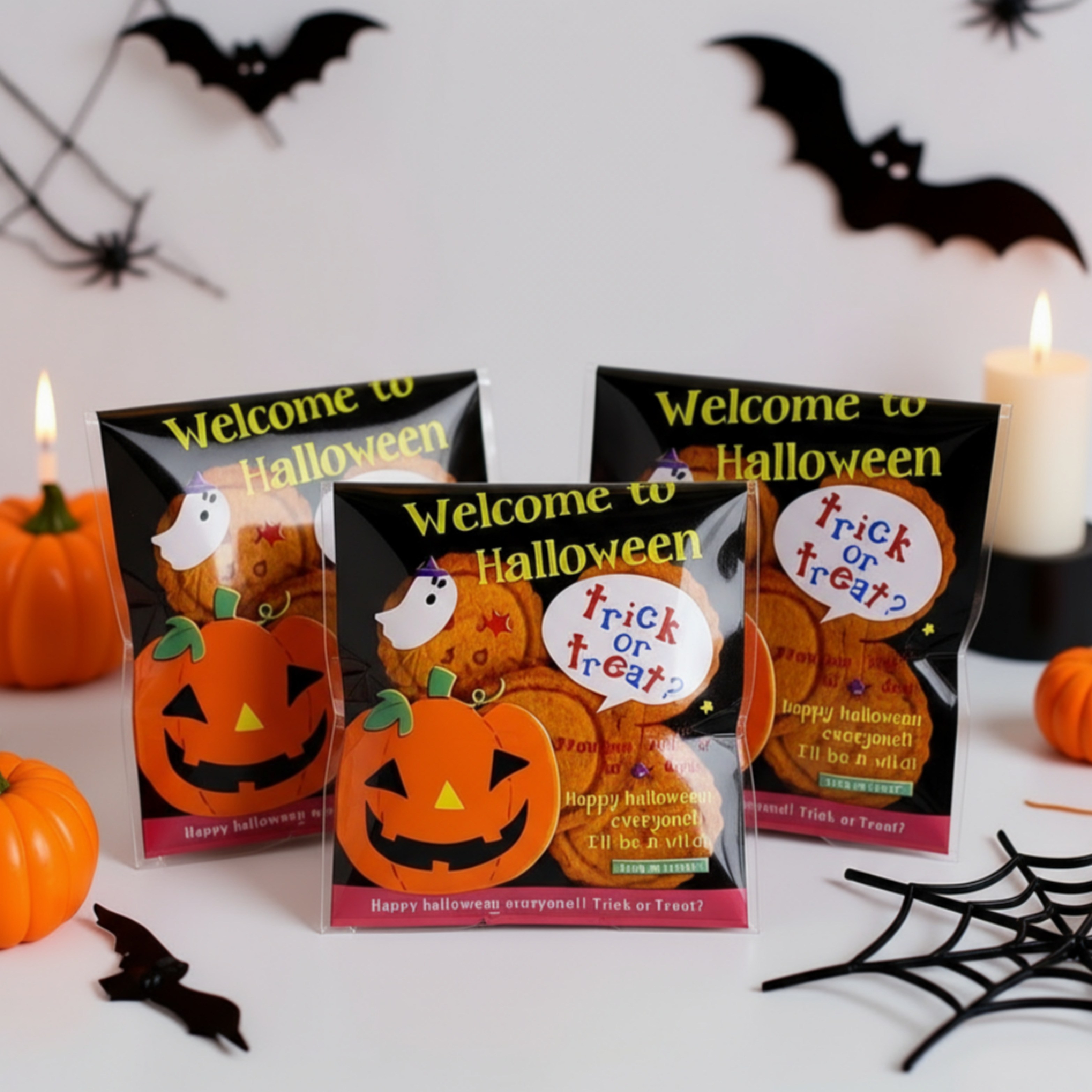 보리도리 할로윈 사탕 포장지 쿠키 포장봉투, 50매, 3.웰컴투할로윈 9,000원