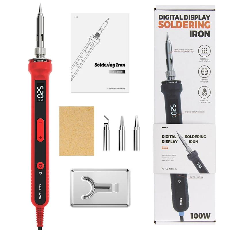 호환 USB 전기 납땜 인두 세트 100W 조정 가능한 온도 LCD 용접 히터 ON/OFF 스위치 스마트 전자 키트 22,600원