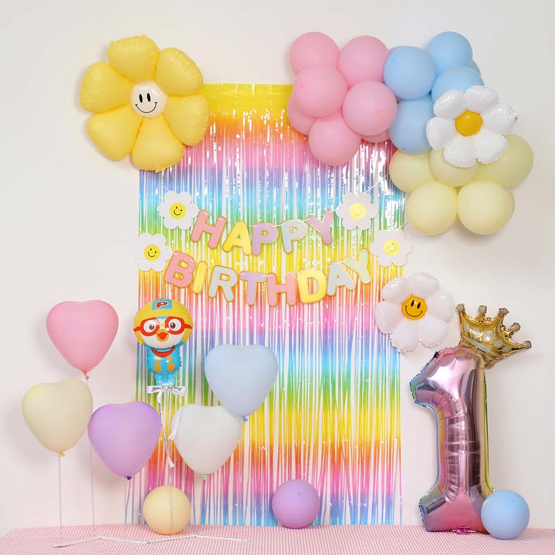 [피앤비유니티]스마일데이지 풍선스탠드 생일장식커튼세트 펌프포함 15,800원