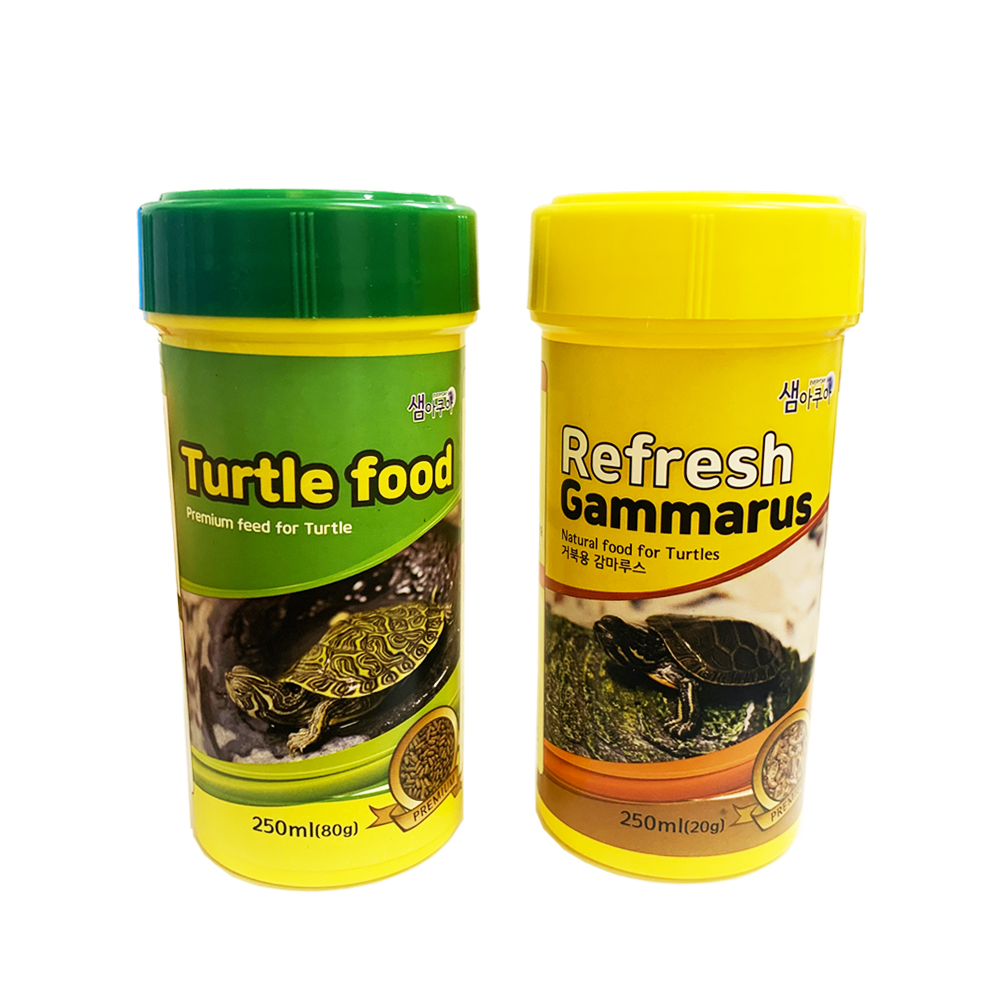샘아쿠아 터틀 푸드 250ml + 감마루스 250ml 거북이 사료 세트 12,500원