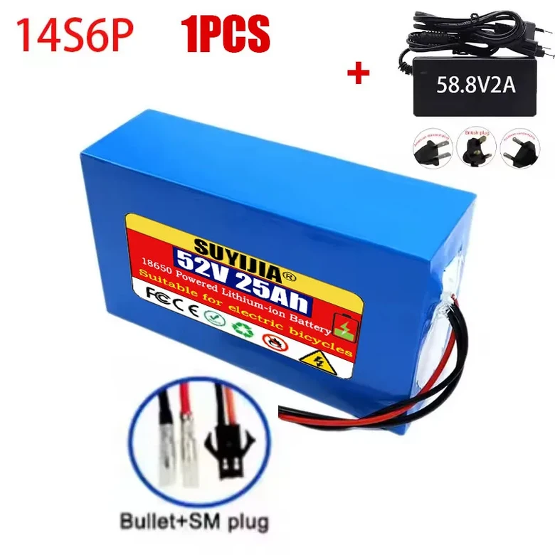 100% 새 원본 52V 25Ah 14s6p 리튬 배터리 팩 52v 25000mAh 1500W Citycoco 전동 스쿠터 배터리 내장 50A B 192,800원