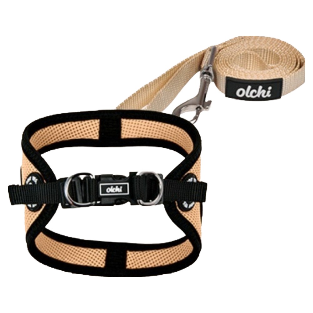 올치 강아지 산책 콤비V 버클 하네스 + 리드줄 세트 HV6046, 베이지, 1세트 15,900원