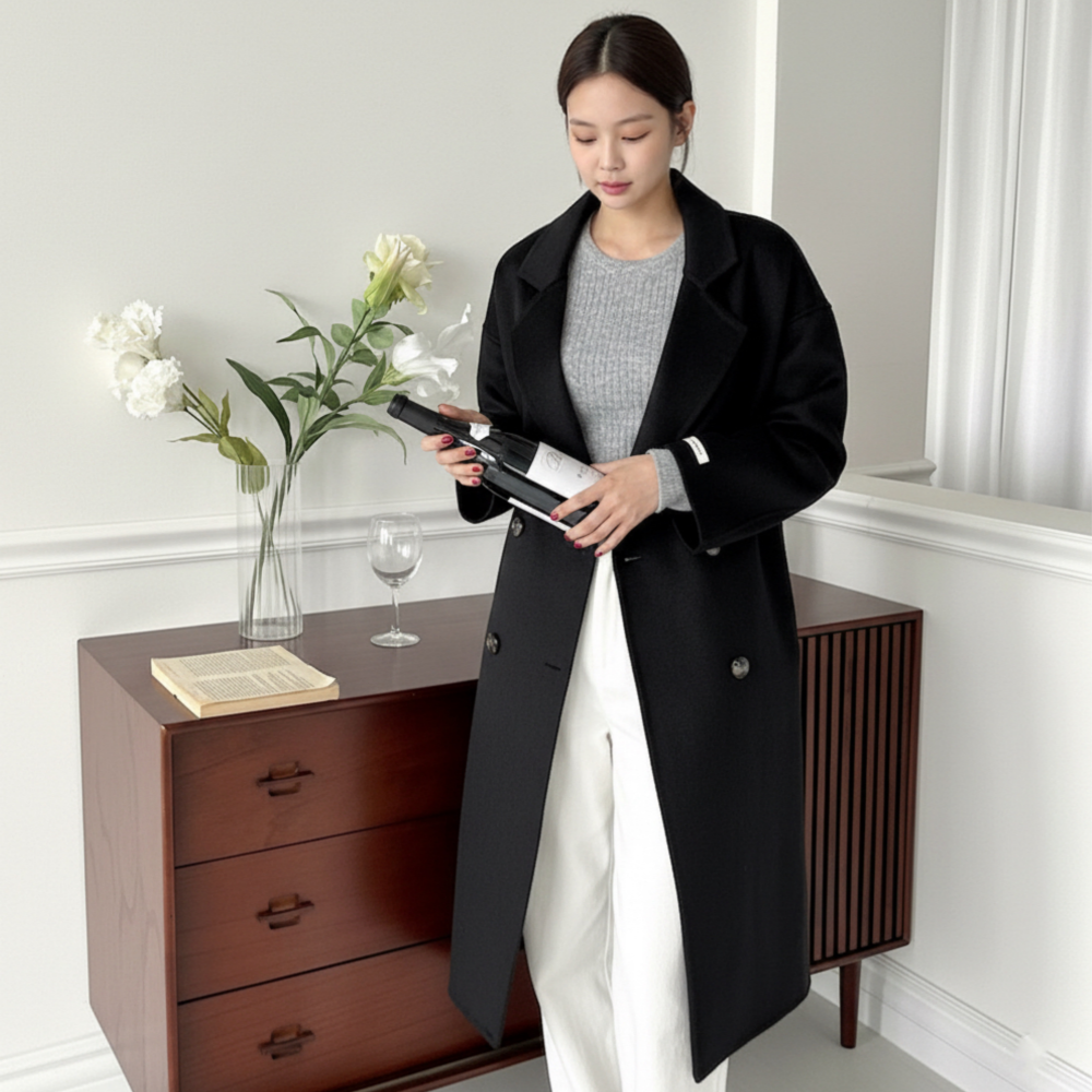 울100 핸드메이드 롱 코트 루즈핏 유니크코코 86,200원