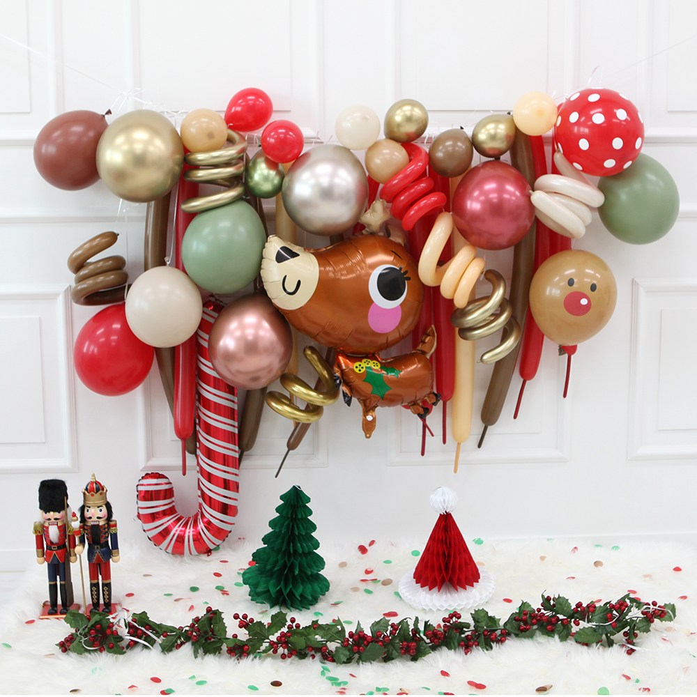 크리스마스 풍선가랜드 레드 골드 루돌프+풍선40개+지팡이 3종세트 19,500원
