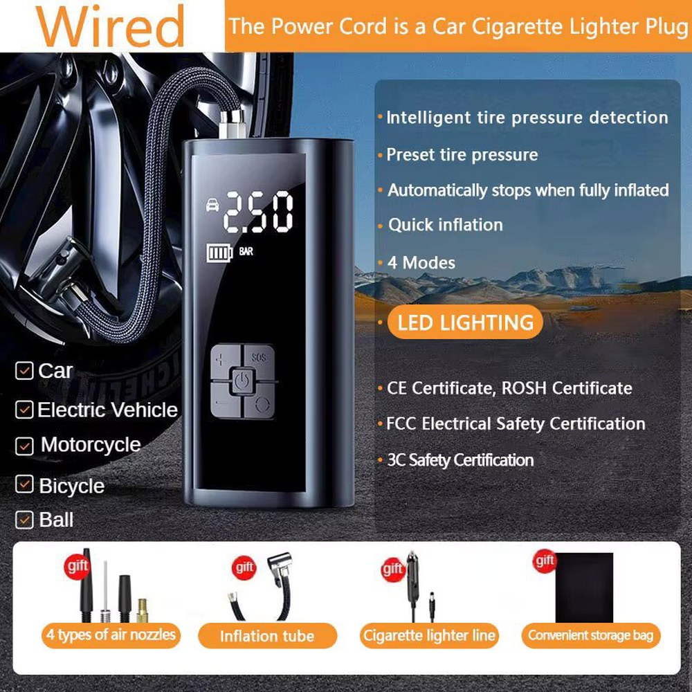 LEIBOO 자동차 어용 휴대용 공기 압축기 빠른 펌프 어 팽창기 정확한 압력 오토바이 자전거 28,800원