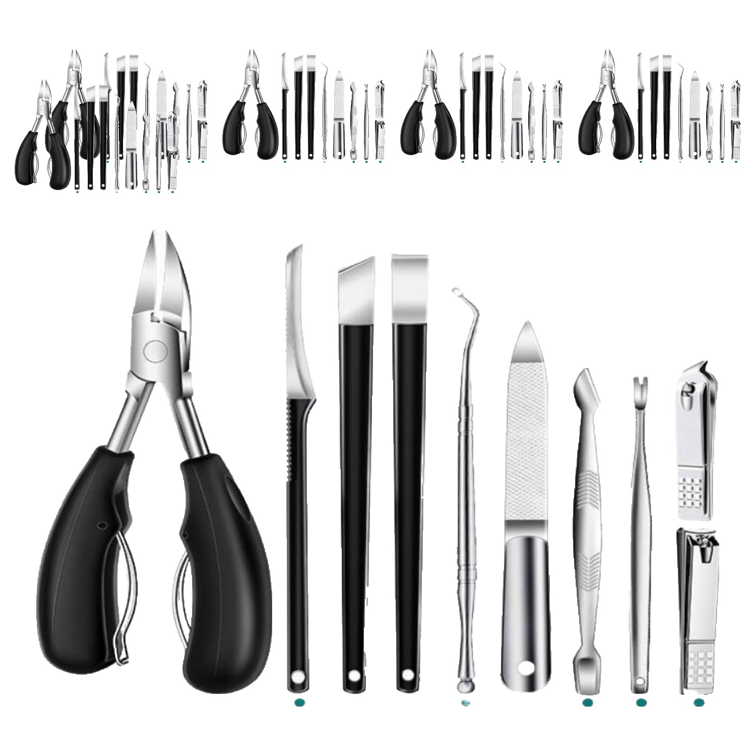 쿠썬데이 전문가용 고급 고강도 절삭 발톱깎이 10종 세트 소, 6세트, 블랙 75,000원