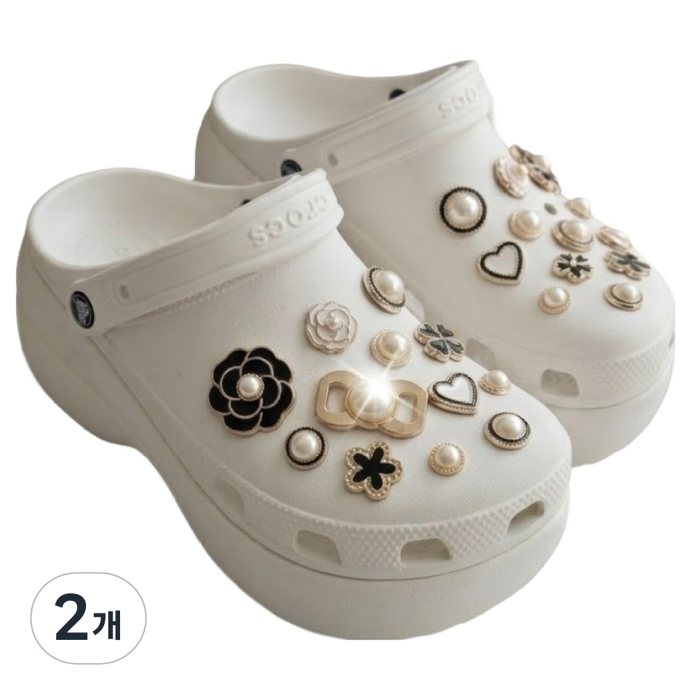 반짝반짝 내마음대로 DIY 신발 꾸미기 보석 파츠 14P, 2개, 검정 화이트 14,800원