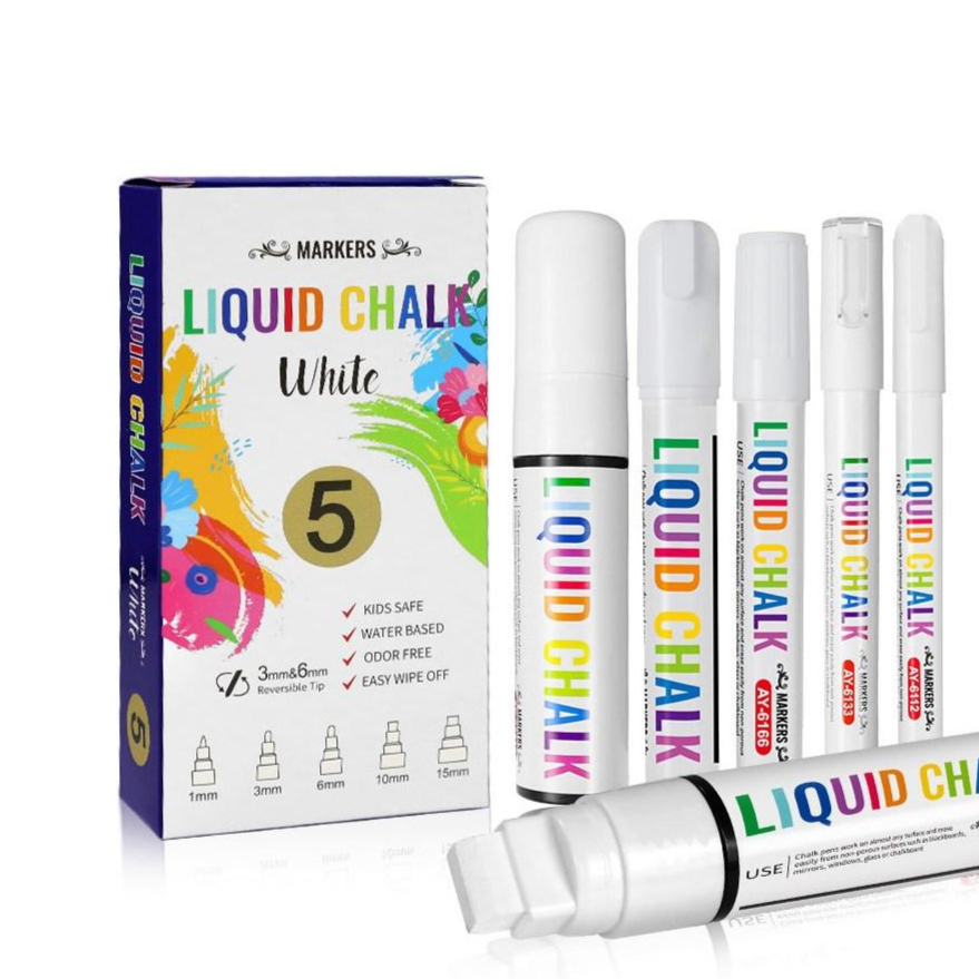 [데스크랩] 듀얼팁 윈도우 블랙보드 마카펜 세트, 1개, 화이트(5팁) 9,500원