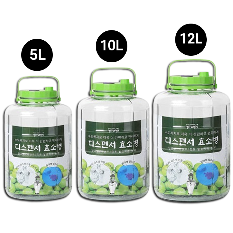 수도꼭지 매실청 담금주병 유리 효소병 디스펜서 과실주병 (4L/5L/10L/12L/15L) 유리병 밀폐용기 디스펜스 미니정수기, 1개 24,900원