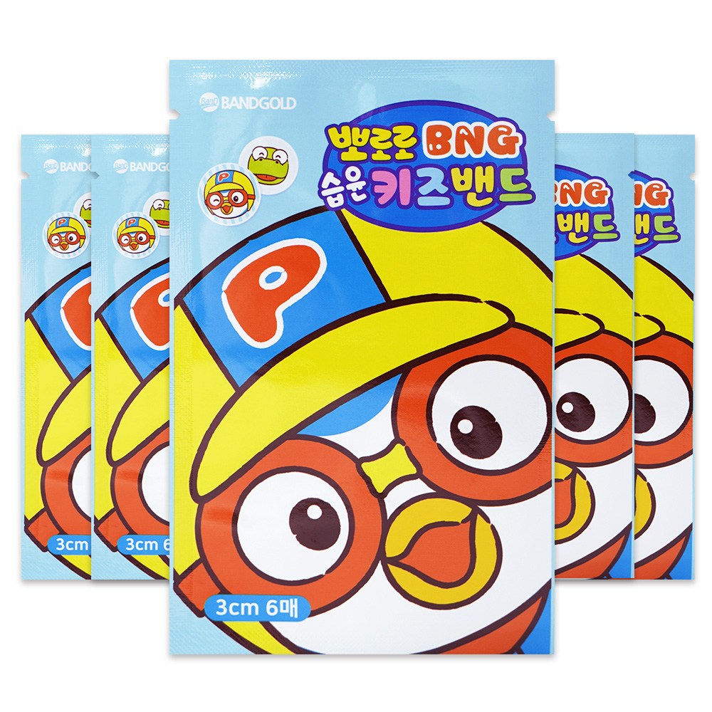 밴드골드 뽀로로 BNG 습윤 키즈밴드 뽀로로 6매입 x 5개, 5개 11,990원