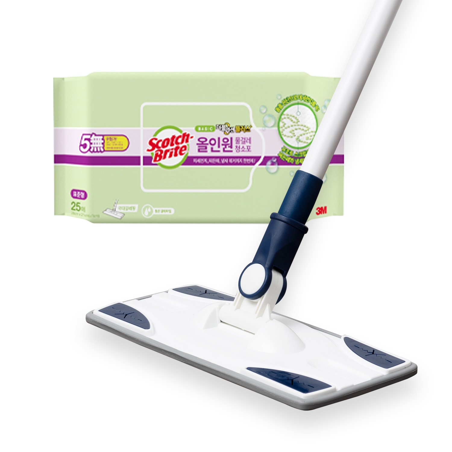 스카치브라이트 베이직 막대걸레 표준형 + 올인원 물걸레 청소포 25매 22,800원