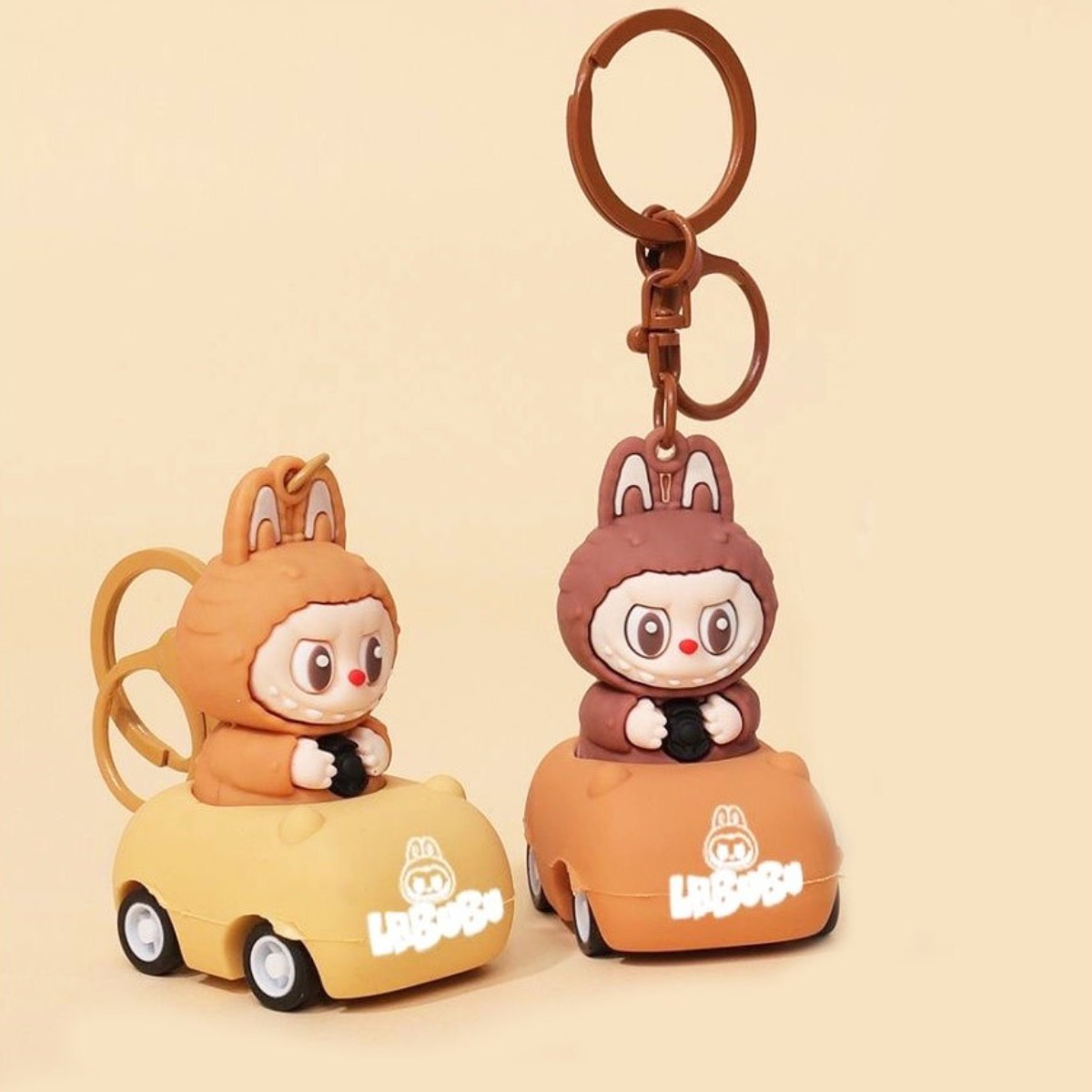 [2종세트] 라부부 인형 키링 미니 열쇠고리 가방고리 자동차 키홀더, 2개, 브라운 9,800원