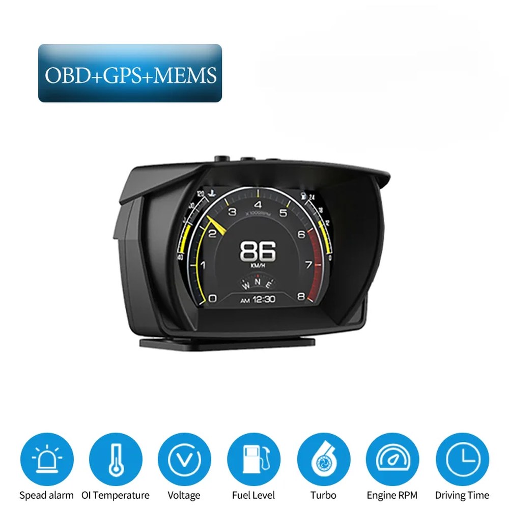 차량전용 HUD 온보드 컴퓨터 헤드업 디스플레이 3 in 1 게이지 OBD2 GPS 속도계 지능형 경사계 경보 시스템 73,060원