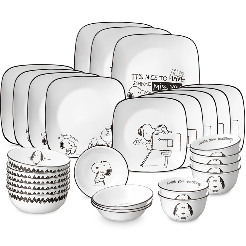 코렐 스누피앤찰리에디션 6인 코리안 사각세트 28p 301,500원