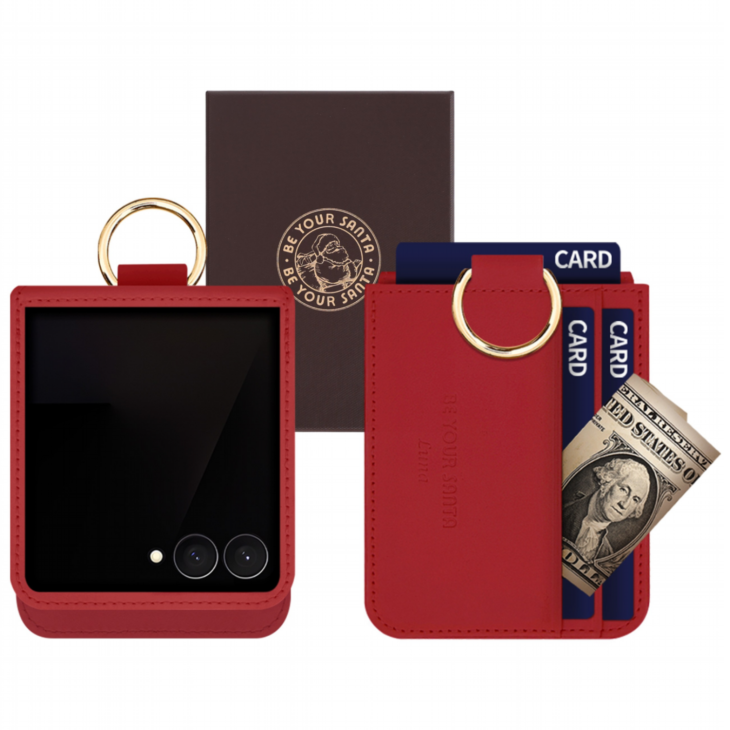 갤럭시 Z플립7 케이스 이태리 천연가죽 힌지보호 카드수납 링 루나, 돌체, 레드 86,500원