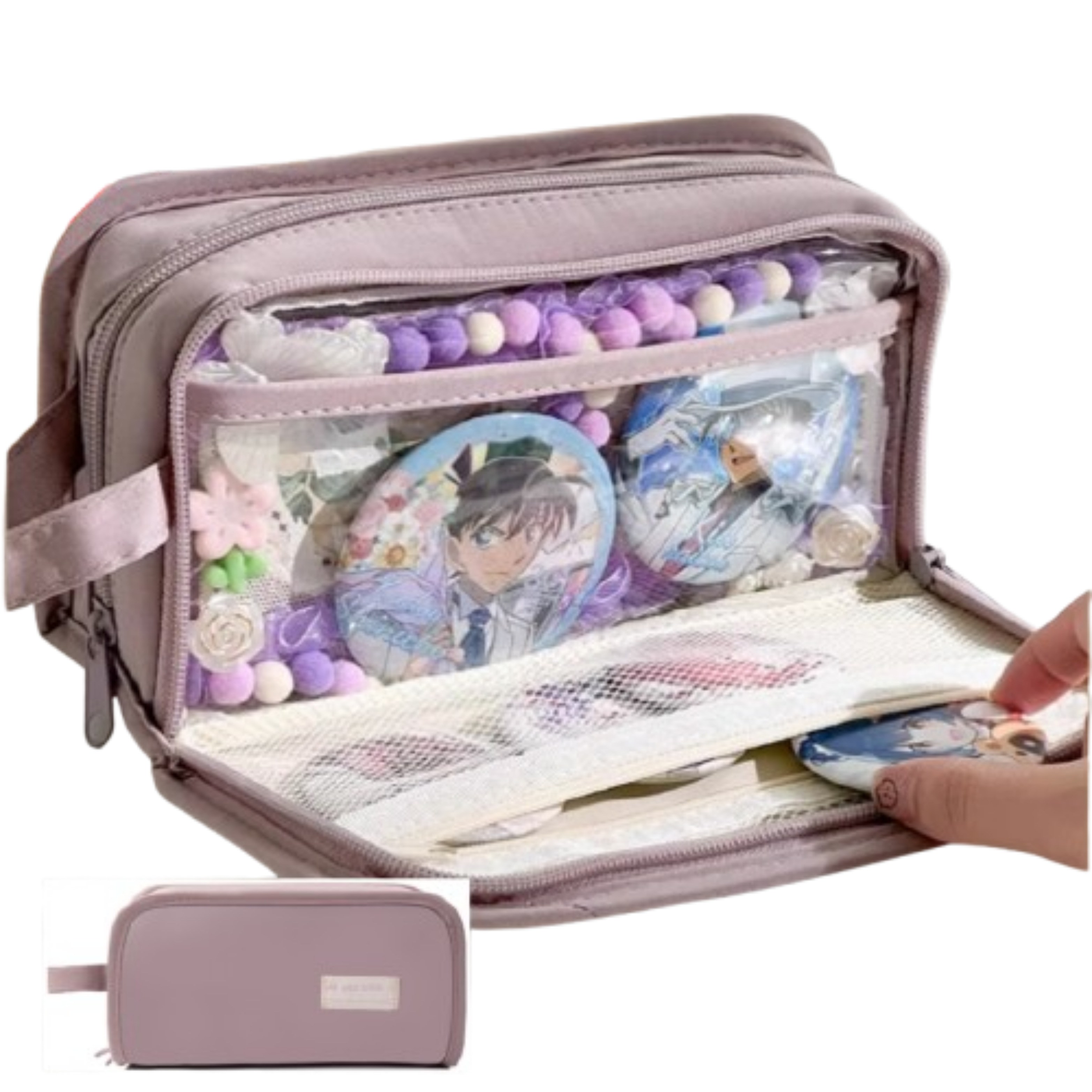 셀마스 대용량 파우치 심플 펜 마카롱 필통 패브릭 케이스, 1개, 딥퍼플 9,700원