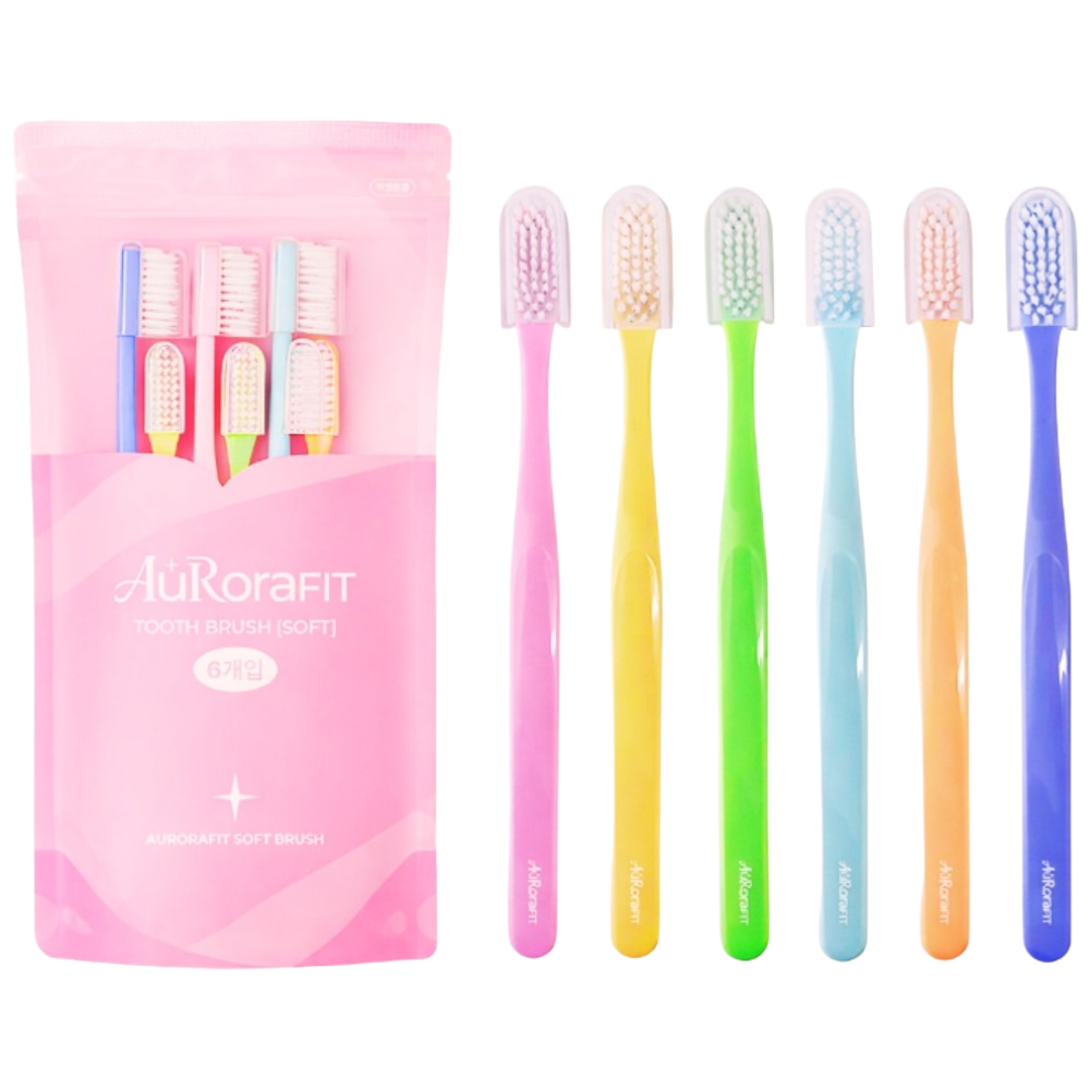 오로라핏 국산 이중 초극세모 칫솔, 1세트, 6개입 10,900원