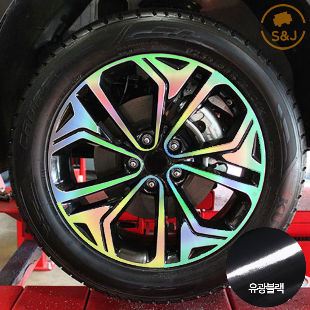 위드미카 싼타페TM 호환 휠스티커 휠포인트 튜닝 데칼 스티커 19인치 휠 악세사리 용품, 1세트, 19인치_유광블랙 20,000원