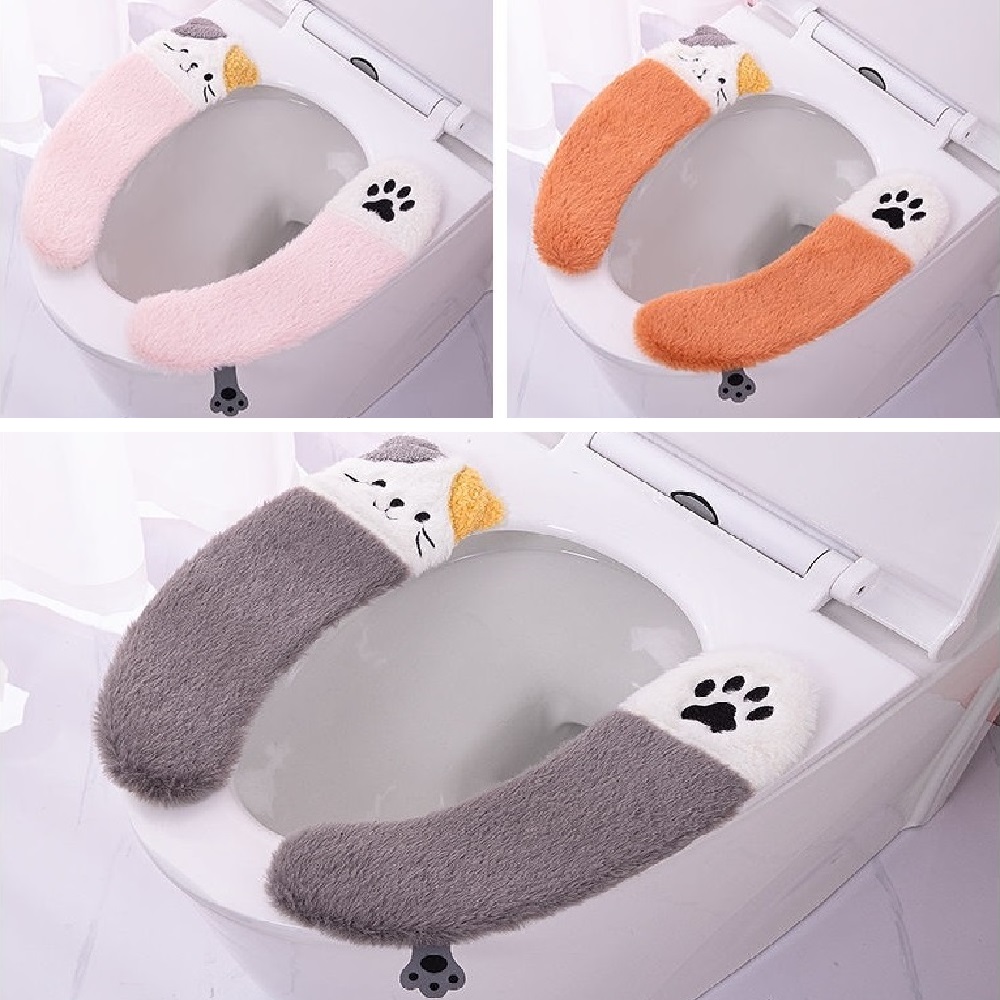 빨아쓰는 기모 변기시트커버 세트 사계절 3개  회색+핑크+주황색 15,630원