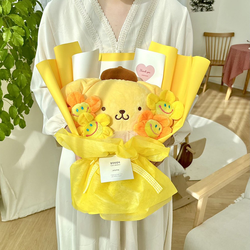 산리오중형 쿠로미 마이멜로디 폼폼푸린 시나모롤 4종 스마일꽃 인형꽃다발 25,500원