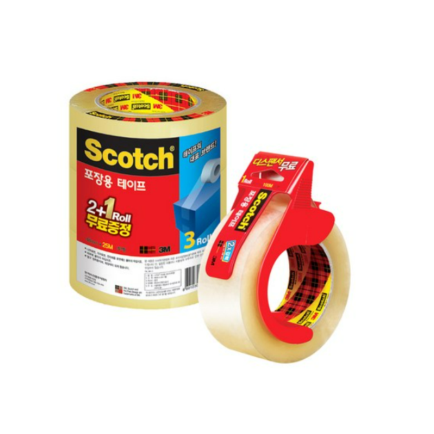 스카치 포장 테이프 투명 48mm x 25m 3625V 2+1 + 투명 48mm x 100m 3615R + 디스펜서 72,800원