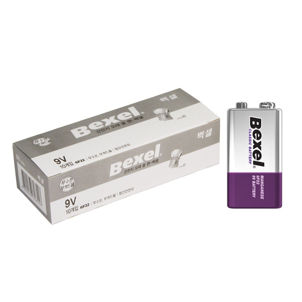 벡셀 망간 건전지 9V 6F22 FC1/ 9볼트, 10개, 1개입 9,950원