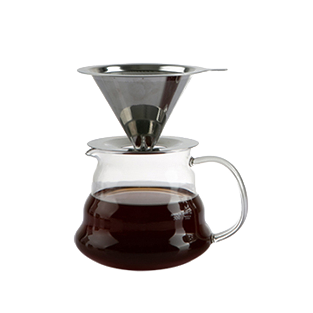 칼딘 세미퍼머넌트 스텐 핸드드립 세트, 드리퍼 3-4인용+드립서버+서버뚜껑, 600ml, 1세트 21,900원