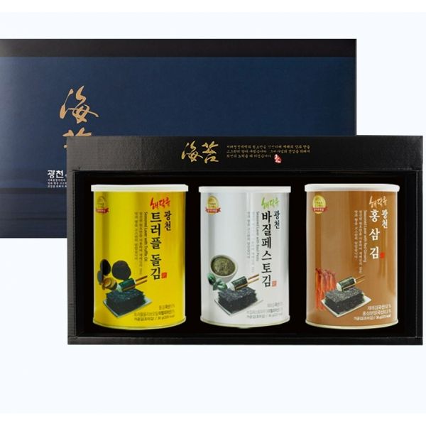 2026 설날선물세트 명품광천김3캔 캔김 설 선물세트 명절 재래김 돌김 선물용김추천 (고급쇼핑백 27,600원