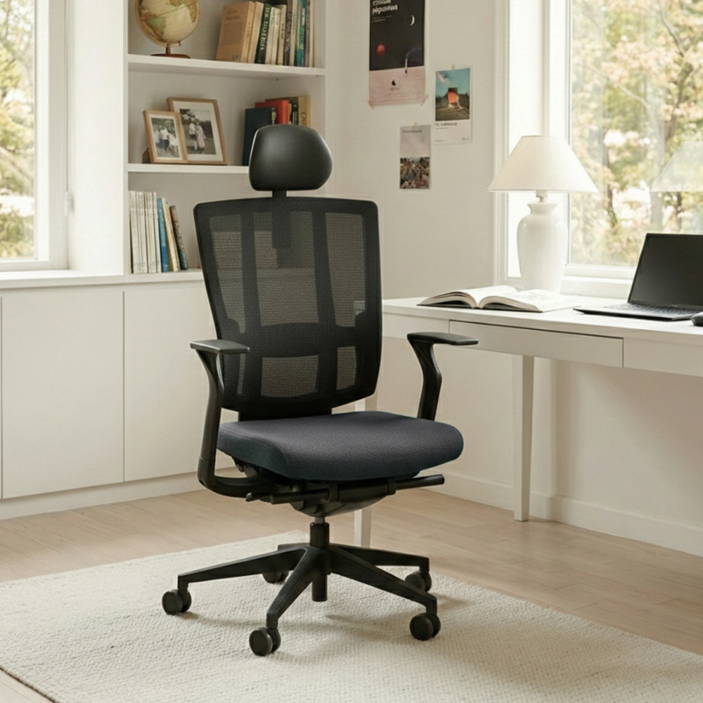 듀오백 브라보 BR-200CF 메쉬 컴퓨터 책상 의자 방문설치, 블랙 376,000원