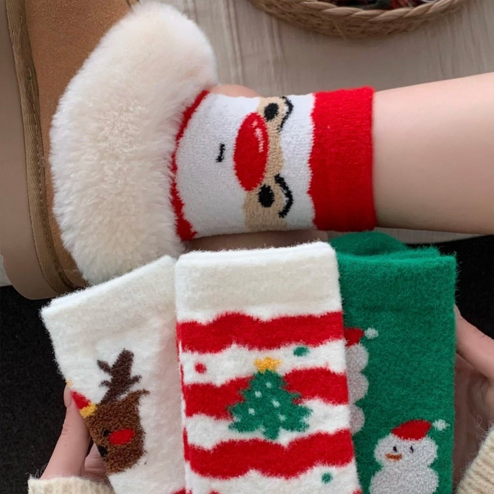 Banjiwu 여성 양말 귀여운 겨울 수면 양말 장목 양말 중목 양말 중목 양말 도톰한 보온 수면 양말 패션 크리스마스 선물 무압박 수면 양말 보송보송한 양말 5족 세트 29,990원