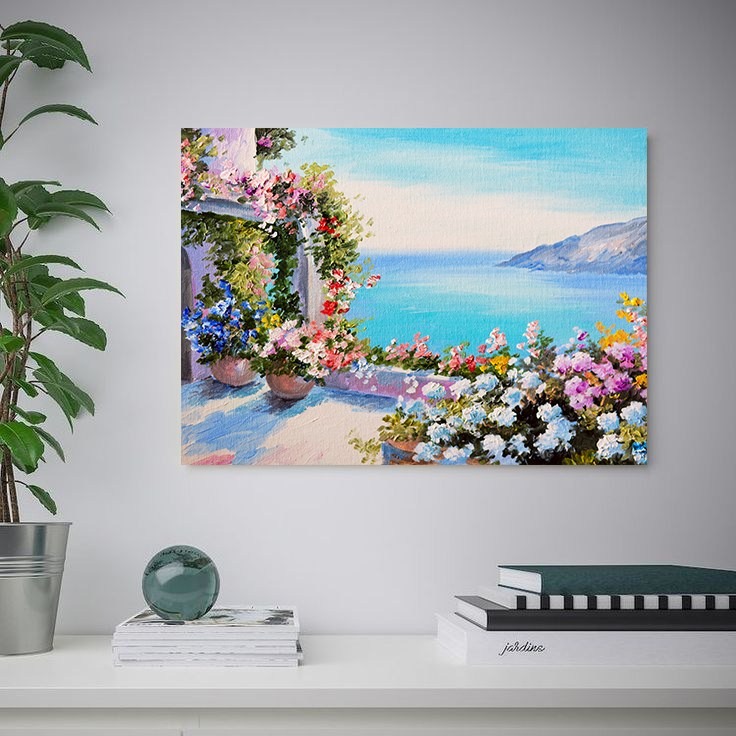 이젤아트 인테리어 캔버스 그림 액자 지중해 유화 5.햇살 아래 피어난 꽃길 9,900원