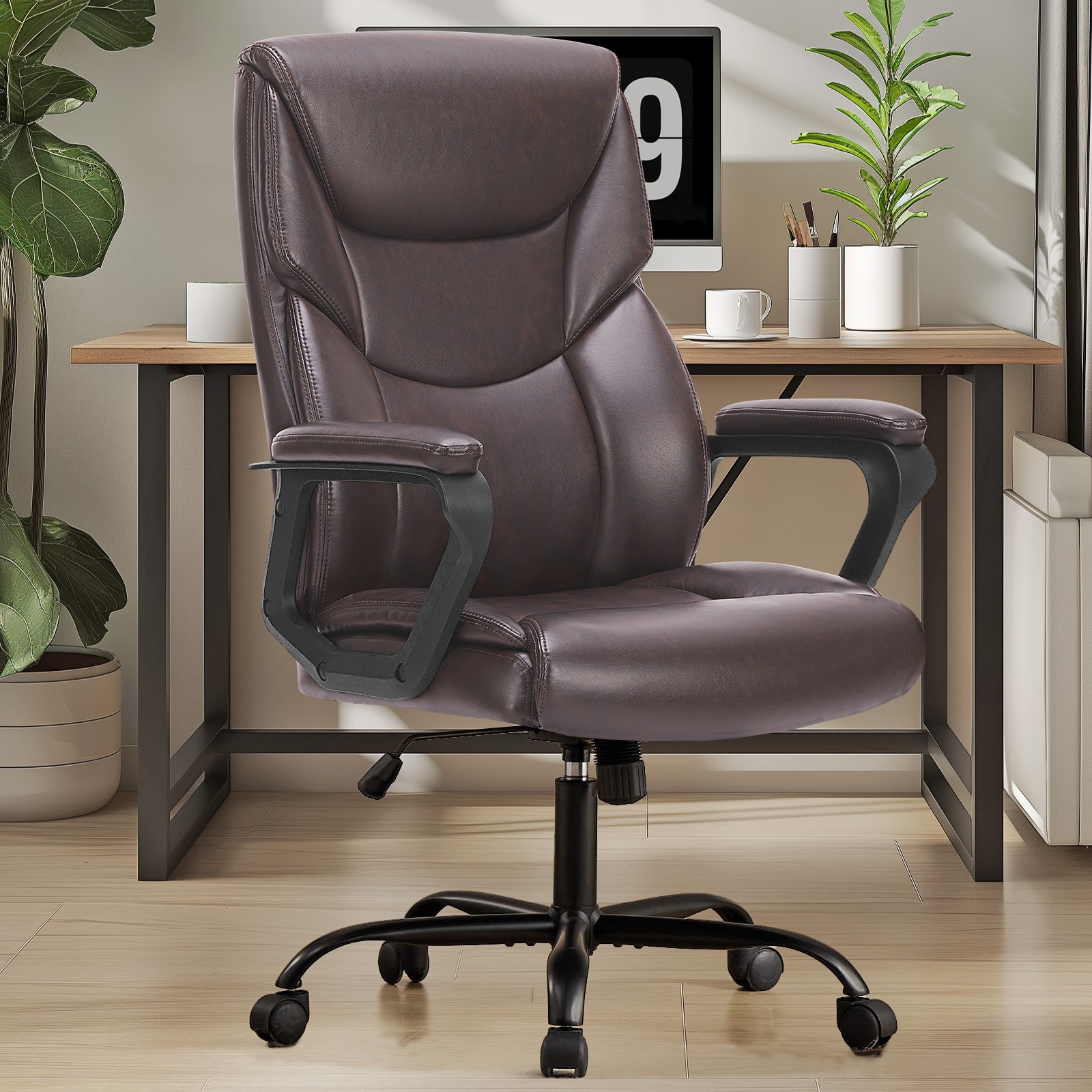 모아니스 가죽 중역의자 팔걸이 고정형, 브라운 75,750원