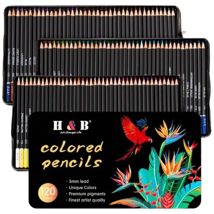 HB문화사 프리미엄 72색 120색 아트 색연필 틴케이스 전문가용 유성, 120색, 1세트 39,980원