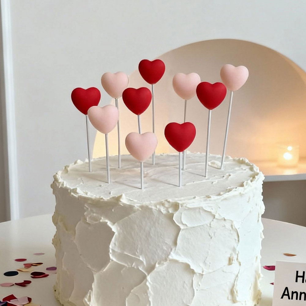 케이크토퍼 케이크장식 케이크꾸미기 케이크픽 친구 결혼 축하 기념일 웨딩 심플토퍼 기념일토퍼 기념일장식 파티용품 하트토퍼, 1개, 핑크 5개+레드 5개 8,900원