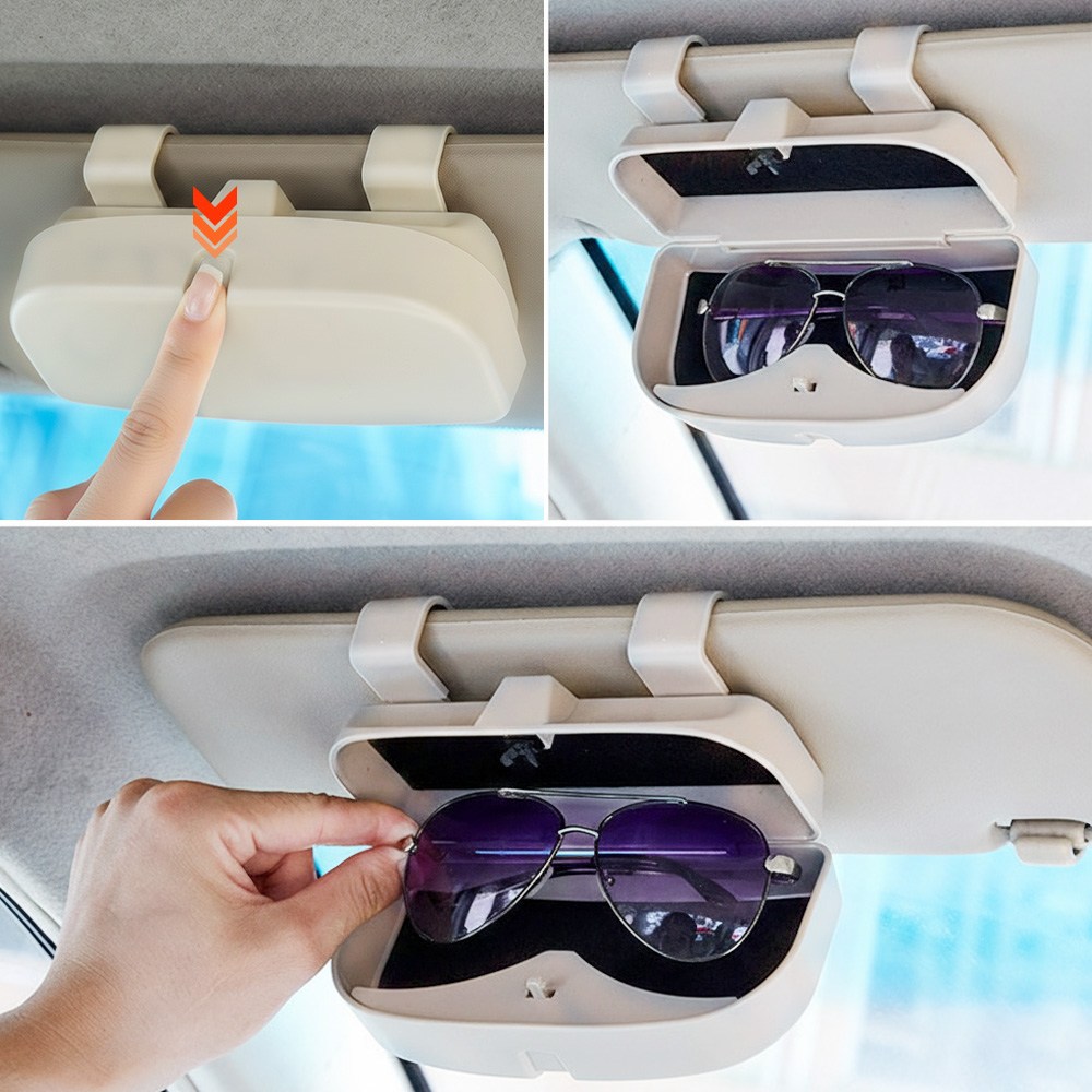 차량용 선글라스 클립 보관함 썬바이저 안경 거치대 수납 케이스, 자동차 안경 보관함 베이지 8,900원