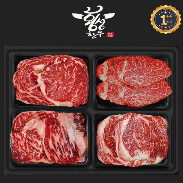 New 입점 할인 횡성한우 등심 안심 채끝 차돌박이 한우 구이 투플 소고기선물세트 1.2kg 210,000원