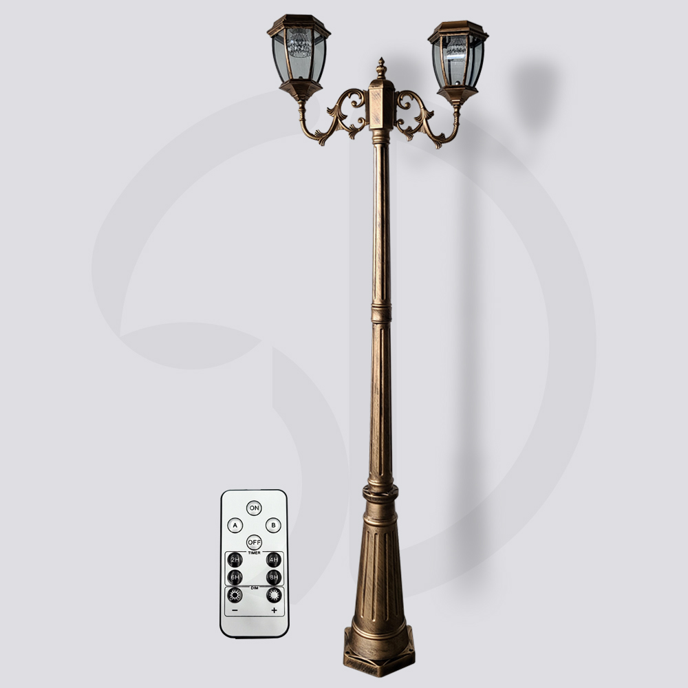 솔까든 태양광 가로등 엔틱 2색지원 2M 리모컨제어 육각 2구 솔라정원등 279,000원