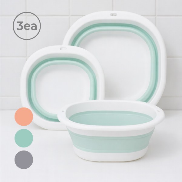 에버리즈 휴대용 편리한 접이식 대야 소+중+대 1set 8,890원