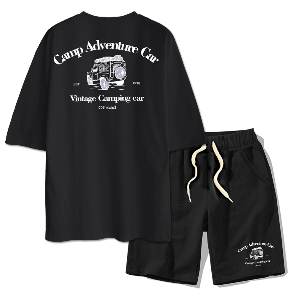 남녀공용 빅사이즈 5부오버핏 캠핑지프 + 반바지 캠핑지프 트레이닝세트 37,900원