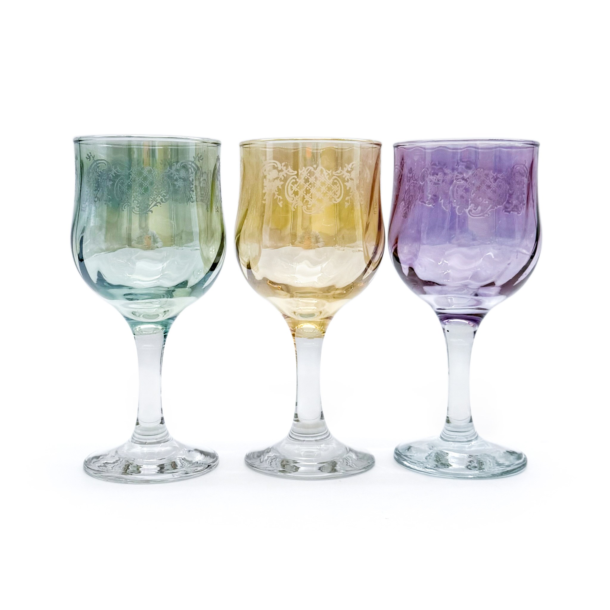 Antique 이태리 크리스탈레리아 프라텔리 푸모 오로라 와인잔 3P 세트 280ml 빈티지 글라스 고블렛, 3개, 280ml 124,000원